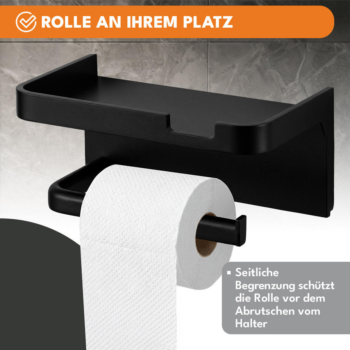 TOILETTENPAPIERHALTER, Schwarz - Schwarz, Metall (5/8/10cm) - KRUMAD