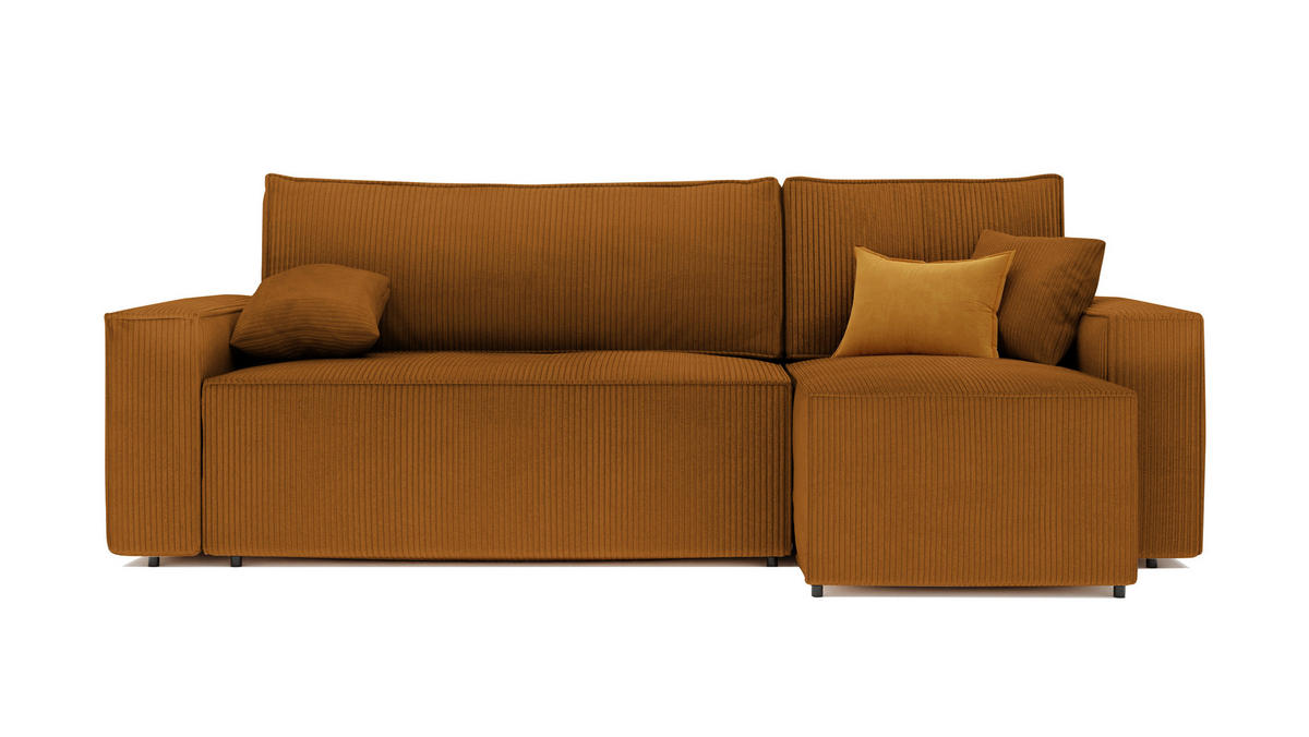 ECKSOFA Paris mit Schlaffunktion Cord - Braun/Honig, Textil (244/155cm) - Idohome