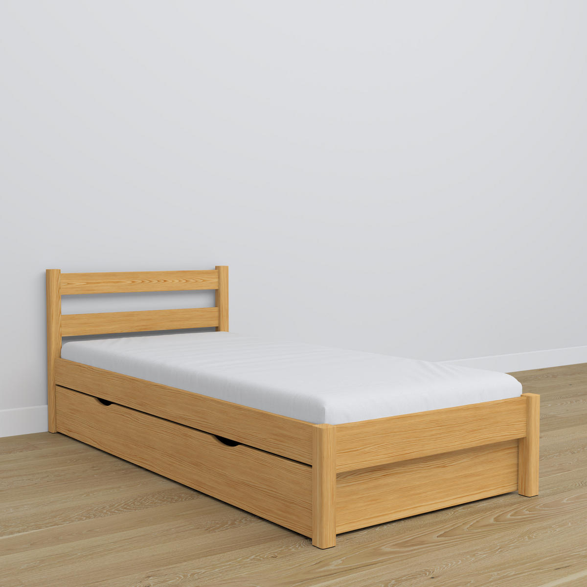 BETT mit Schublade N01 Naturkiefer 90/190 - Hellbraun, Naturmaterialien/Holz (90/190cm) - N-Wood