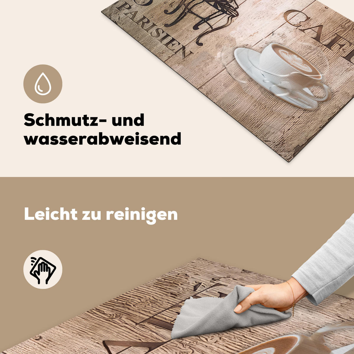 HERDABDECKPLATTE Bistro Parisien - Café - Kaffee - Jahrgang 85x52 cm - Cappuccino, Kunststoff (85/52/0.2cm) - MuchoWow