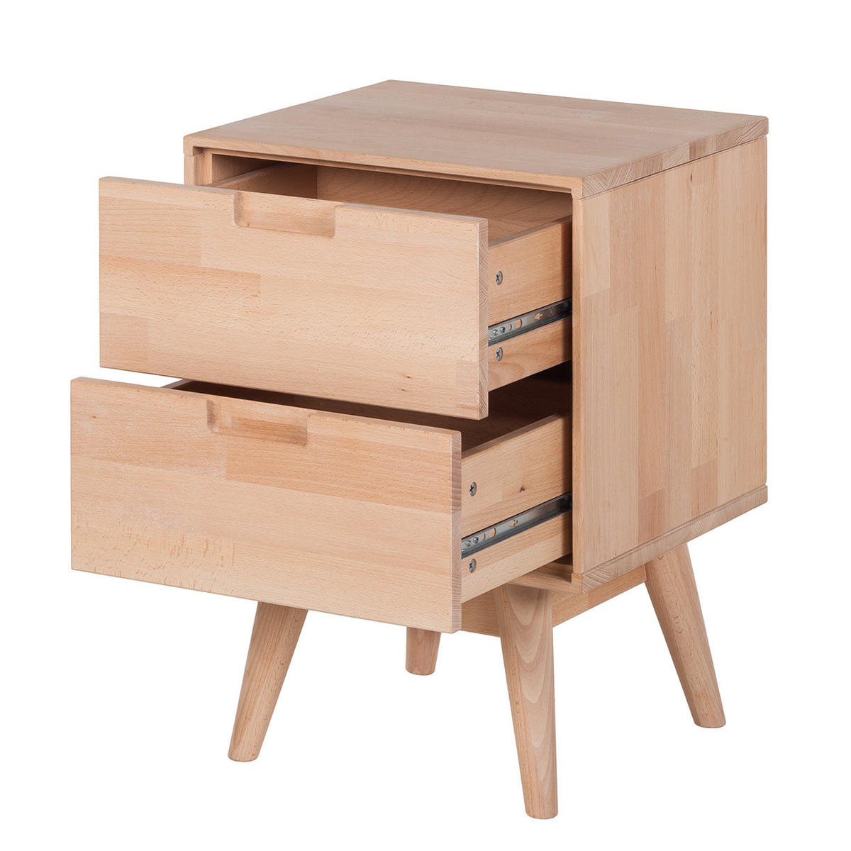 NACHTKOMMODE - Buche massiv - Buchefarben, Holz/Buchenholz (40/56/35cm) - home24