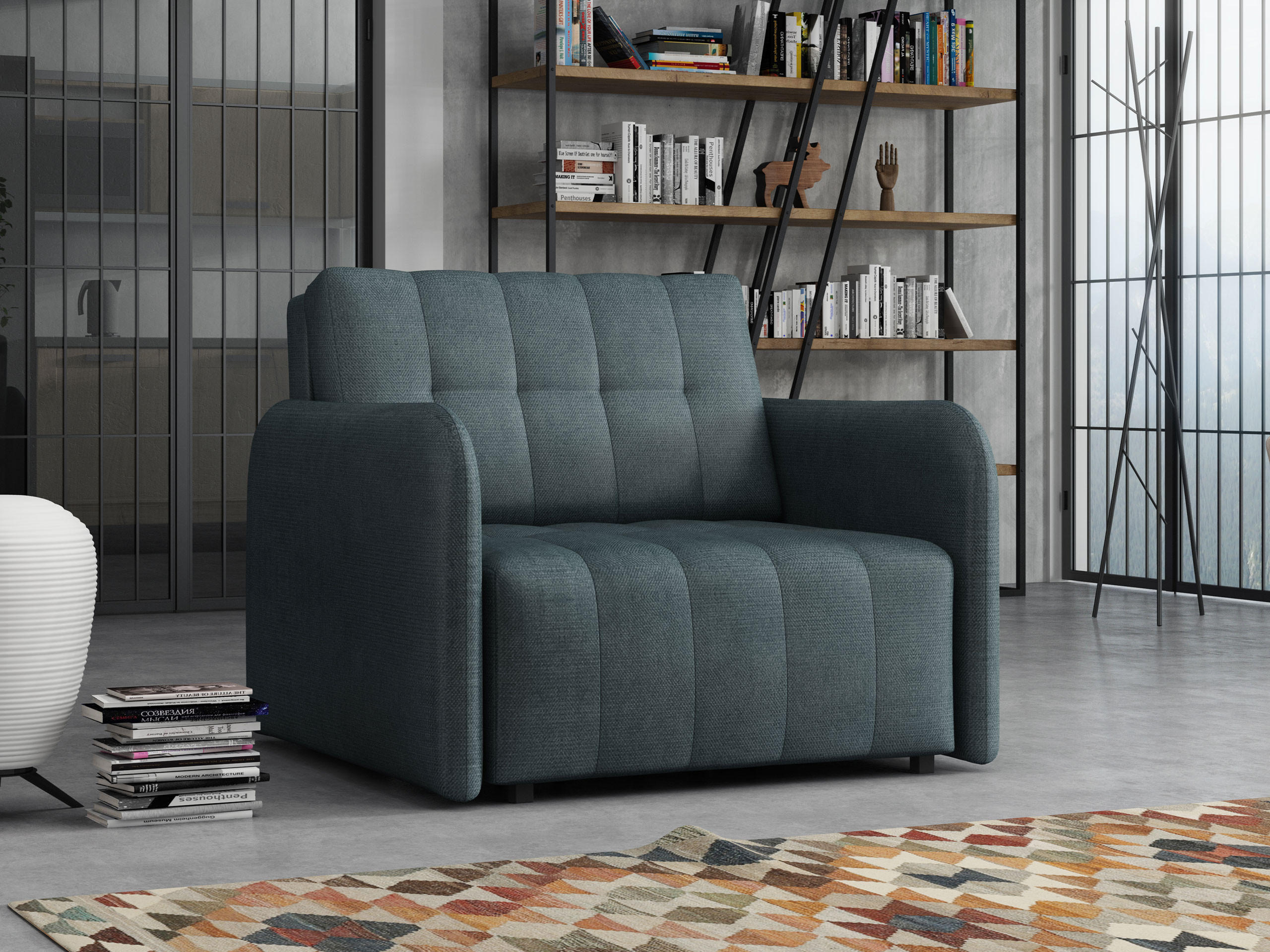 SCHLAFSOFA Viva Grand I - Blaugrau/Schwarz, Holz/Kunststoff (98/85/95cm) - MIRJAN24