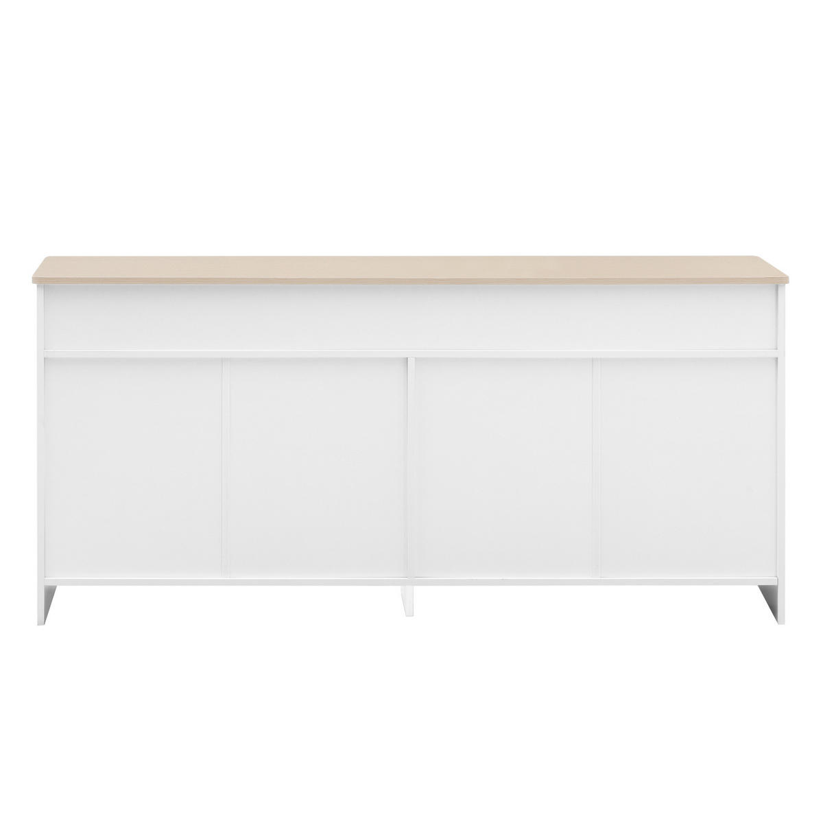 SIDEBOARD 160/37/75 cm Weiß/Holzfarbe aus MDF mit 3 Schubladen und 4 Türen - Weiß, Holzwerkstoff (37/75/160cm) - OKMYHOME