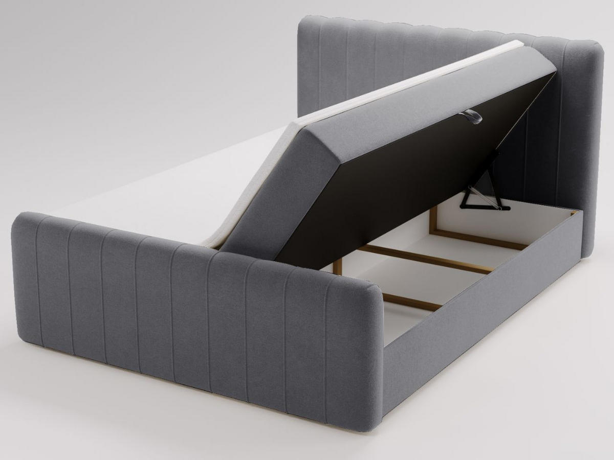 BOXBETT Osteno 160x200 Dunkelgrau - Dunkelgrau, Holz/Textil (160/200cm) - Graingold