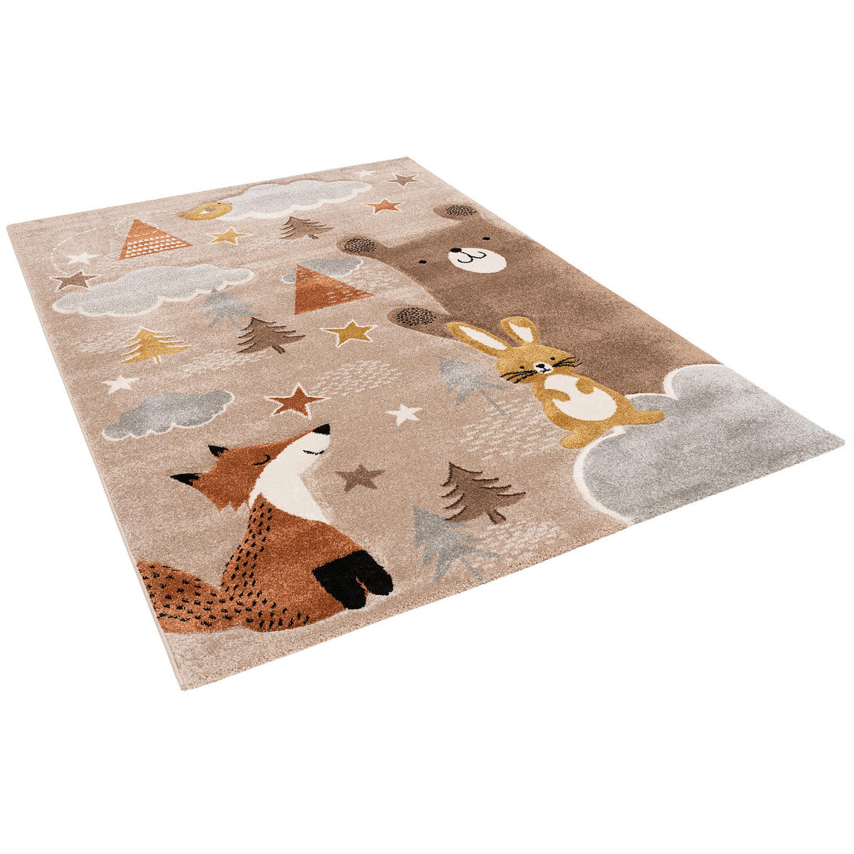 KINDER TEPPICH MAUI KIDS FUCHS UND BÄR - Braun, Textil (80/150cm) - Pergamon