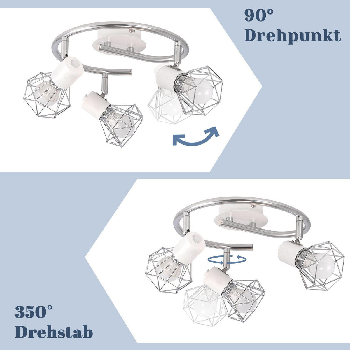 DECKENLEUCHTE Diamonds 28/25/20 cm - Weiß, Metall (28/25/20cm) - Nettlife