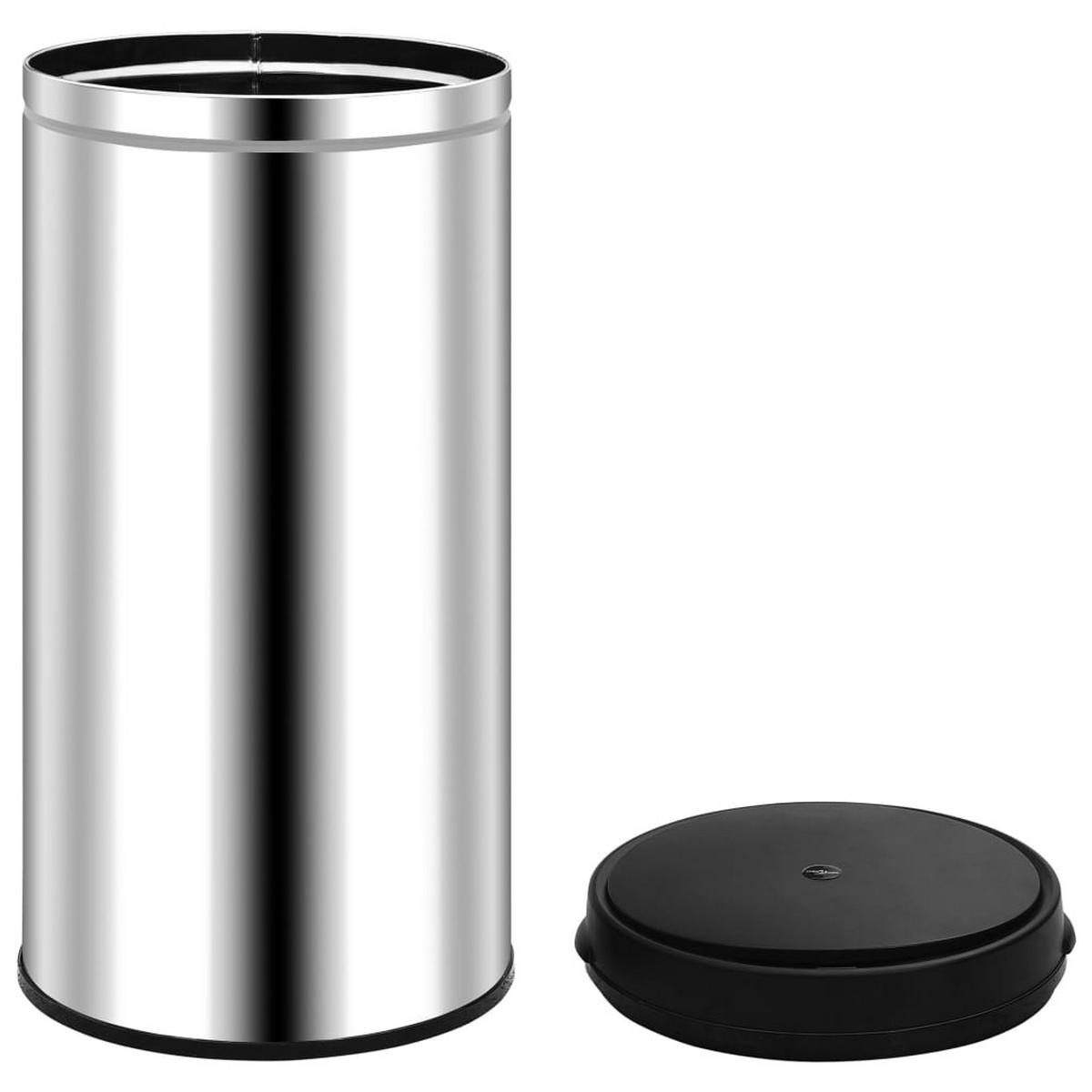 MÜLLEIMER mit Sensor 70L Edelstahl Abfalleimer Automatik - Silberfarben, Metall (36/76/36cm) - DELUKE