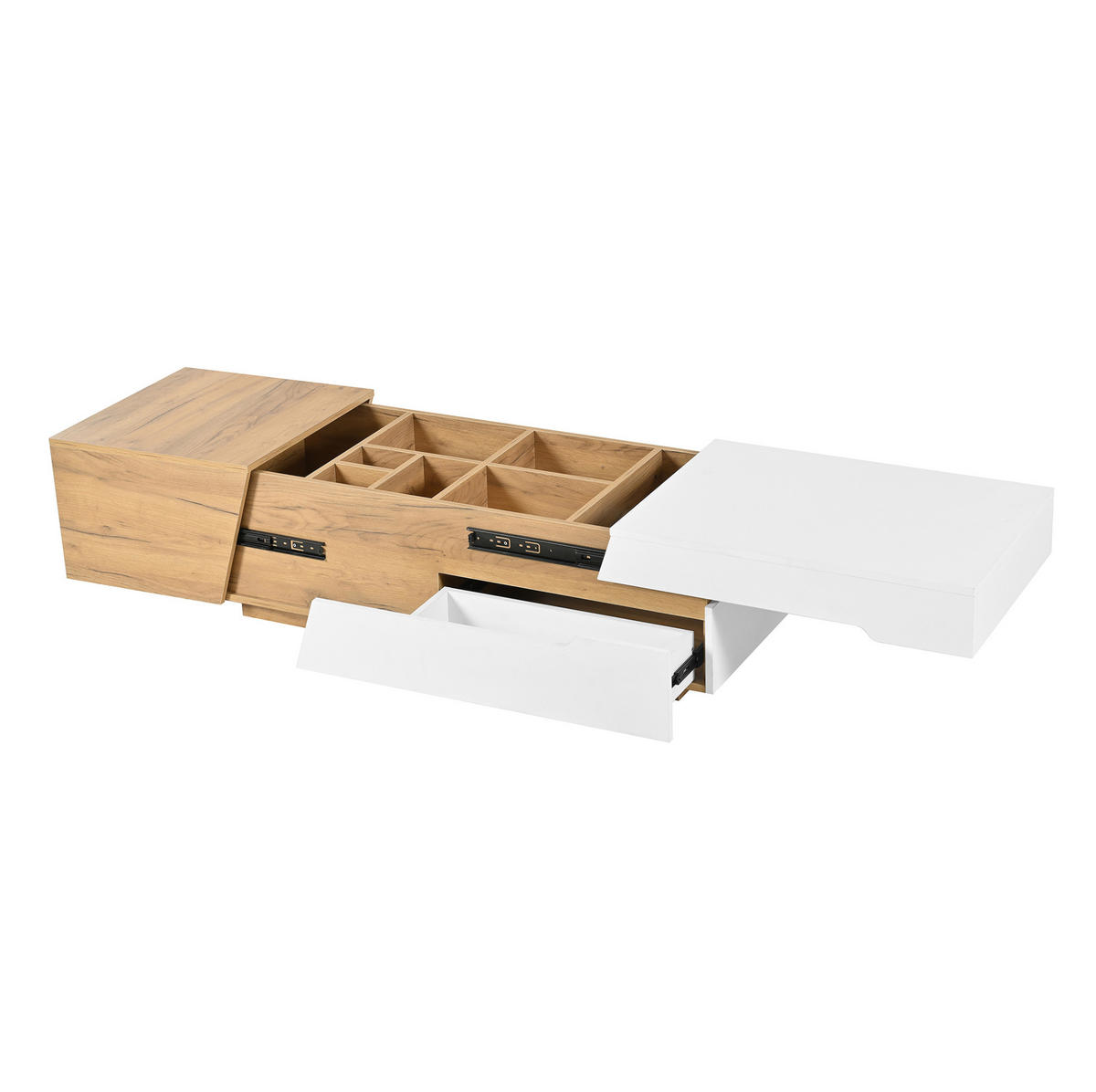 COUCHTISCH 120/50/37.5 cm in Weiß/Holzoptik aus MDF mit Schiebefunktion - Naturfarben, Holzwerkstoff (120/50/37.5cm) - OKMYHOME