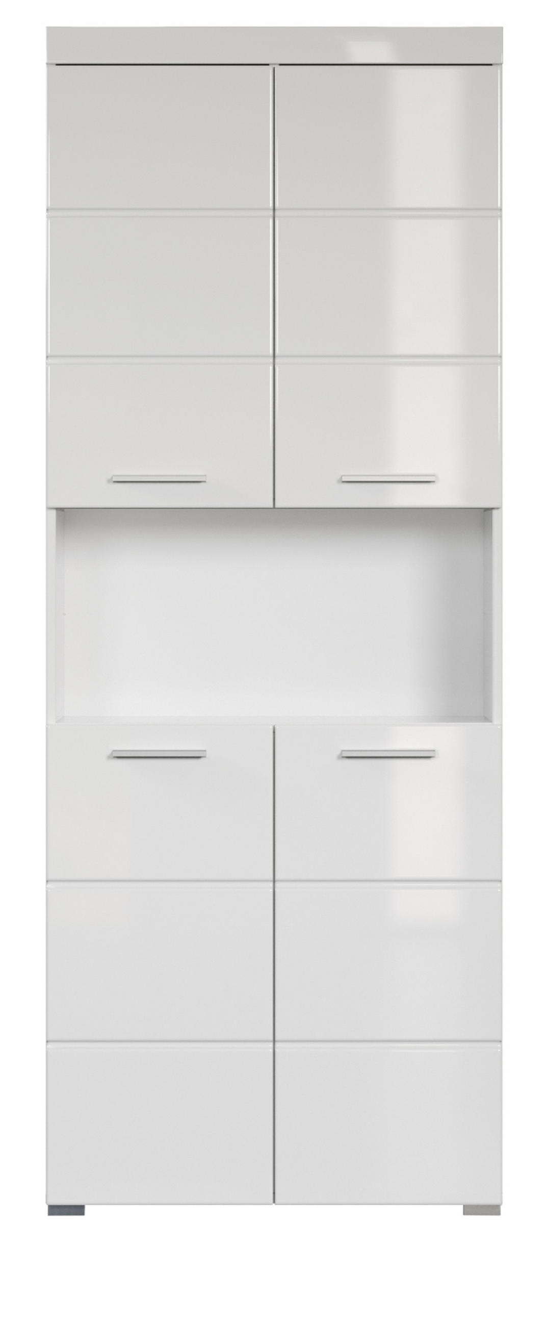 HOCHSCHRANK weiß Hochglanz 73 x 190 cm, Badschrank mit viel Stauraum - Weiß, Holzwerkstoff/Kunststoff (73/190/31cm) - Top.Furn