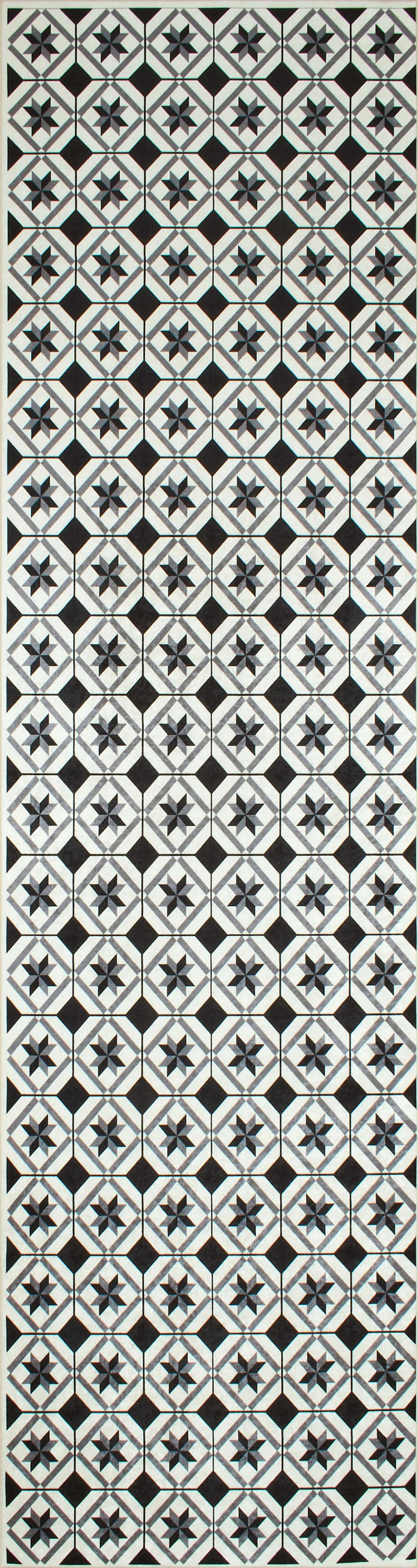 KÜCHENTEPPICH mit schwarzem Zementfliesenmuster Azulejo 80x300 cm - Schwarz, Textil (80/300cm) - Nazar Rugs