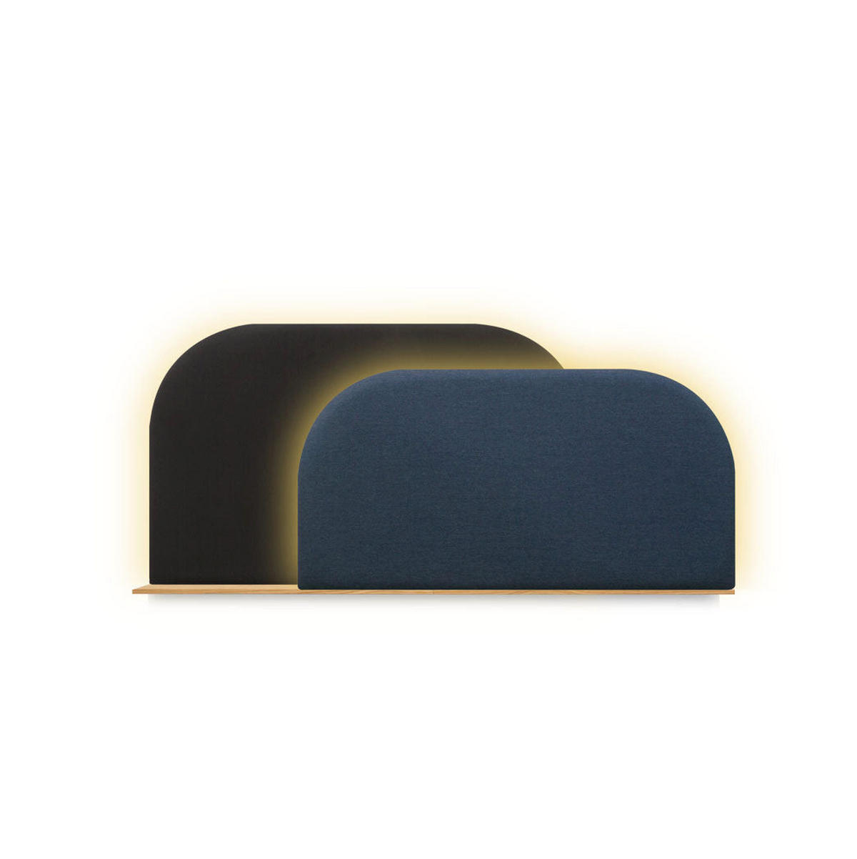 KOPFTEIL Alba mit Licht 140cm - Blau/Eichefarben, Holz/Textil (140/60/14cm) - Woodendot