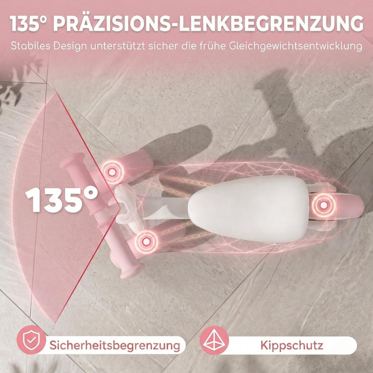 KINDER-LAUFRAD Stahl EVA Rosa - Rosa, Metall (52/23/36.5cm) - AIYAPLAY