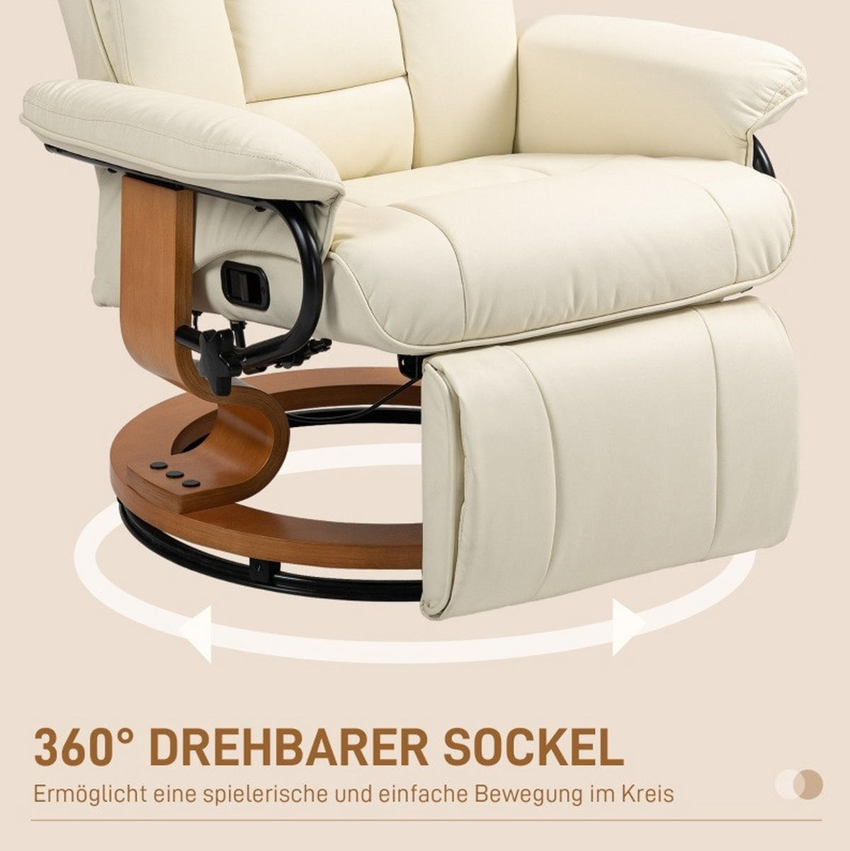 RELAXSESSEL 78/88/103 cm in Cremeweiß drehbar mit Liegefunktion - Creme, Kunststoff (88/103/78cm) - Flora Grace