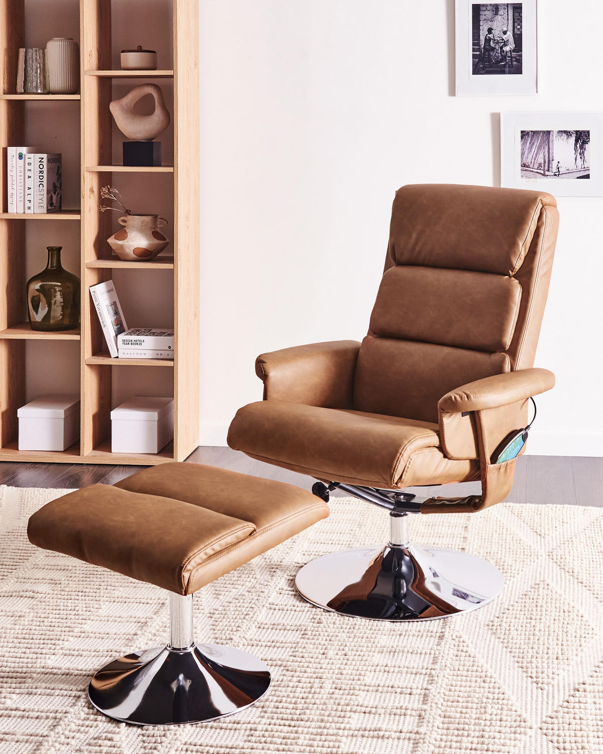 MASSAGESTUHL mit Fußstütze Kunstleder Braun Legend - Braun, Kunststoff (76/103/78cm) - Beliani