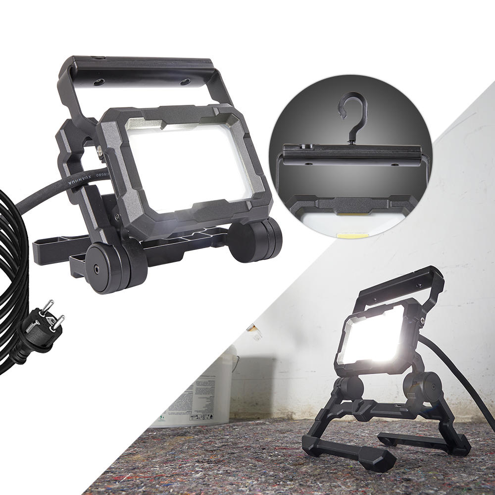 LED-ARBEITSSTRAHLER - 20W mit 2200 Lumen, IP65 spritzwassergeschützt und stabilem Standfuß, 3m Zuleitungskabel - Schwarz, Metall (6/16.4/17.7cm) - Northpoint