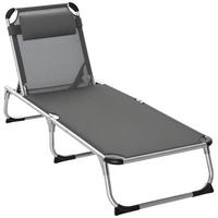 SONNENLIEGE DE-07651 4-stufig verstellbar, faltbar, mit Kopfkissen Grau - Grau, Metall (60/76/165cm) - ComfortXL