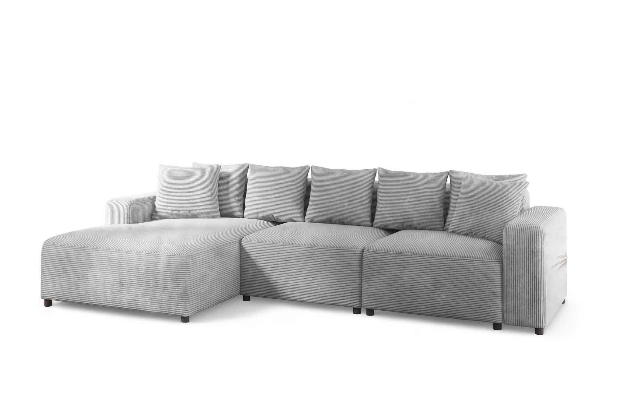 ECKSOFA Megan In Poso - Hellgrau, Holzwerkstoff/Textil (331/165cm) - Fun Möbel