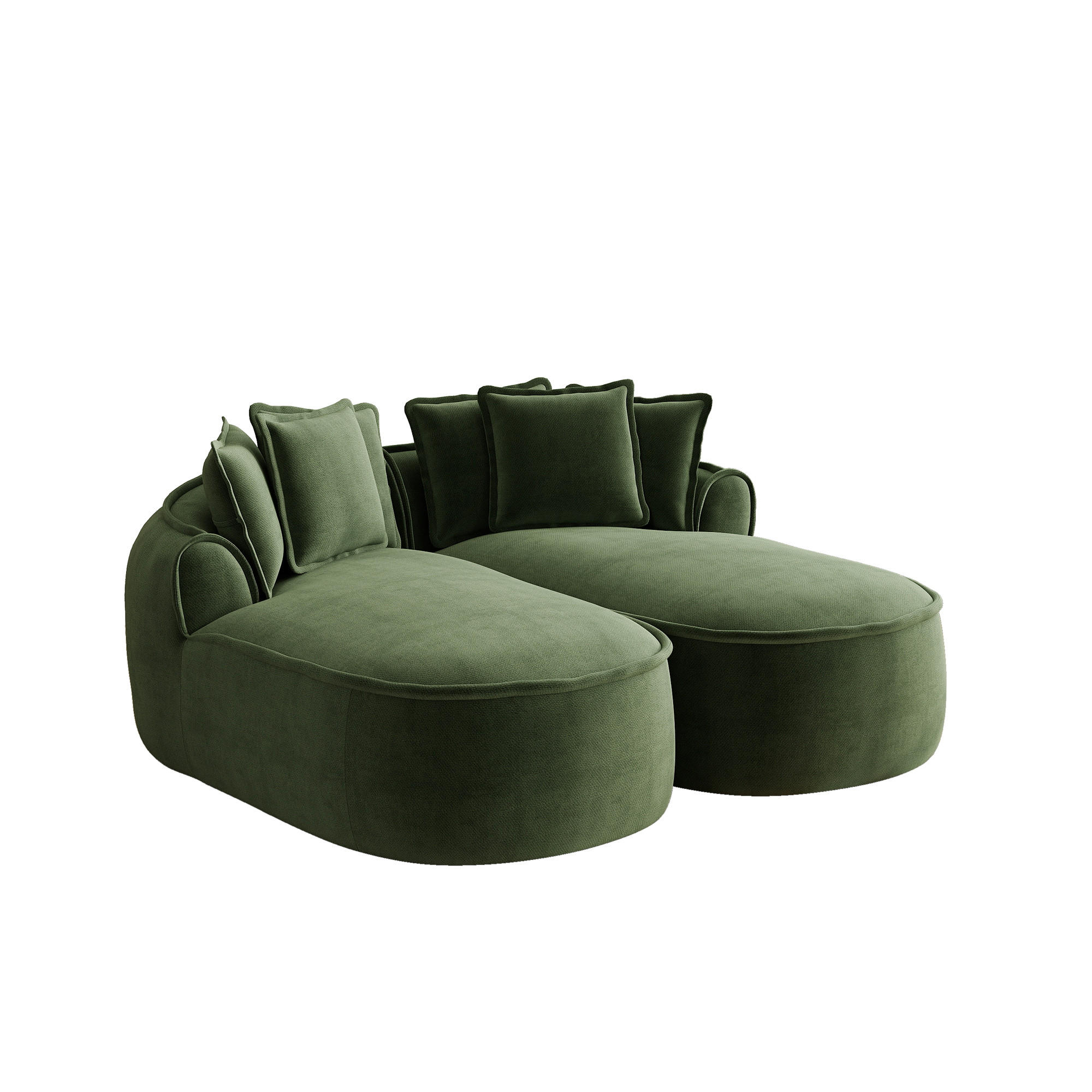 2-SITZER Sofa 184x164x67 cm aus Chenille-Stoff rahmenlos modular, grün - Grün, Textil (164/67/184cm) - Luhomfu