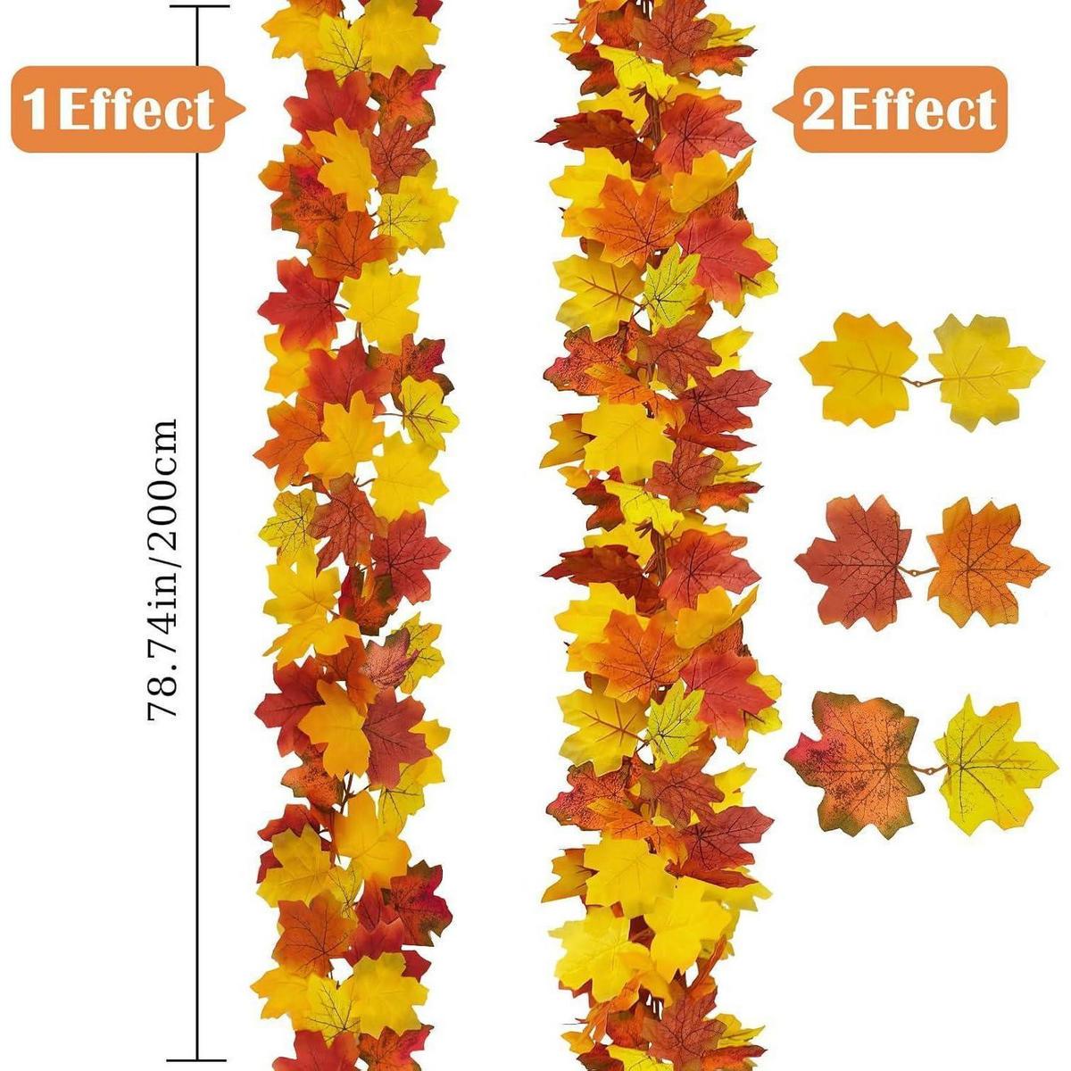 HERBSTGIRLANDE 2er Set 200 cm - Multicolor, Kunststoff (200cm)