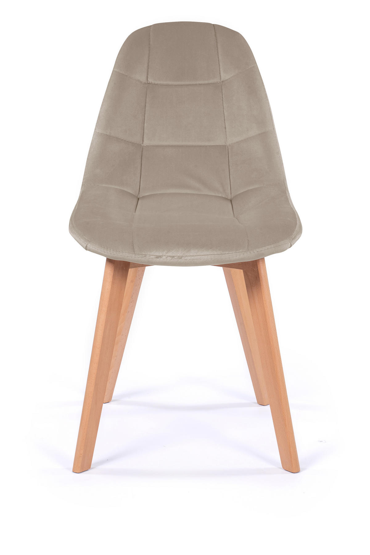 STUHL VEGAS im skandinavischen Stil - dunkelbeige - Samt Velours - Beige/Naturfarben, Holz/Kunststoff (47/86/42cm) - NEW HOME