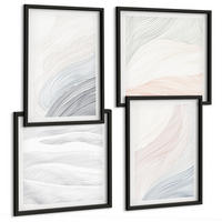 BILDER SET 4er Set - 50x50 cm & 40x60 cm Schwarzer Rahmen - Abstrakte Pastellwellen - Schwarz, Kunststoff (50/50cm) - TULUP