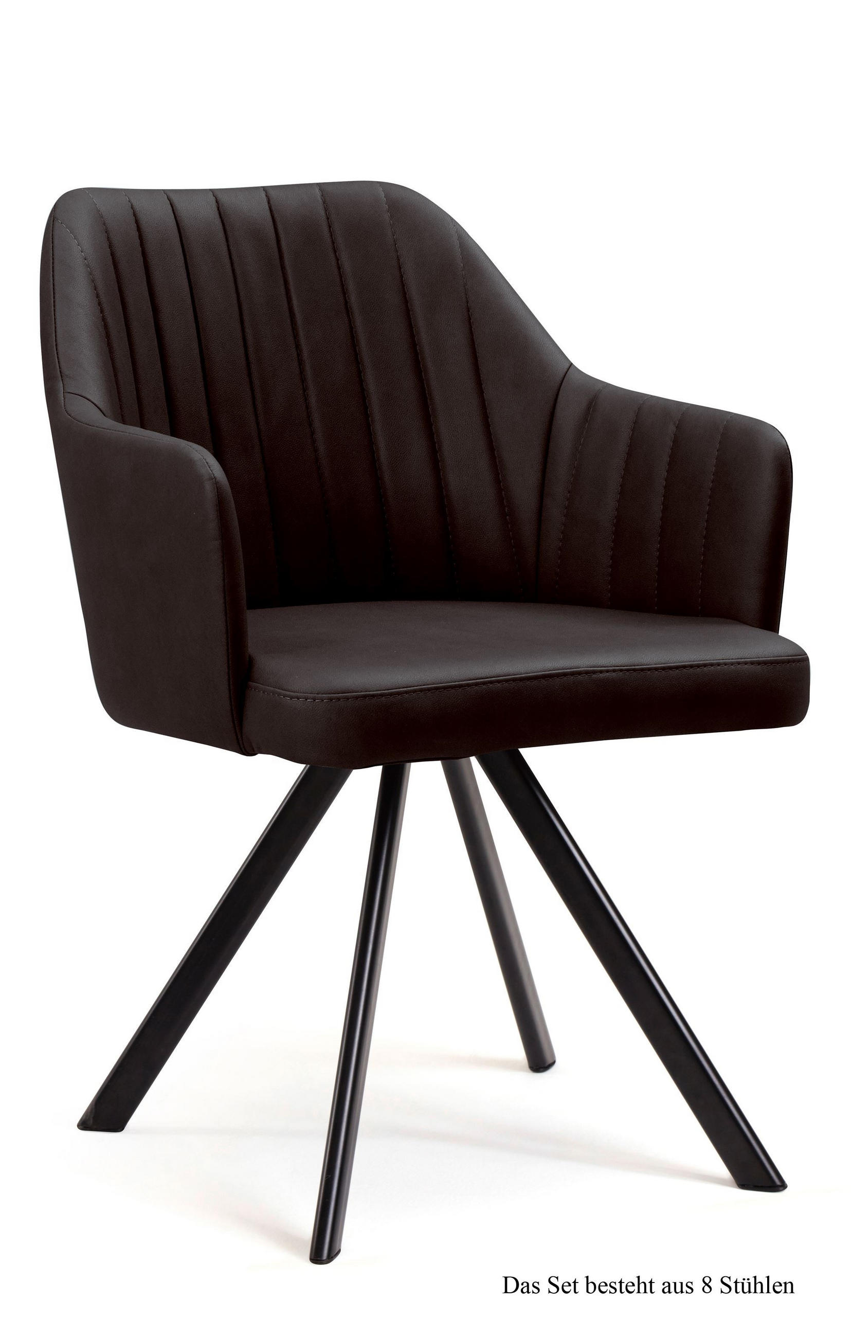 ARMLEHNSTUHL (8er-Set) Delia 58x81x60 Schwarz/Espresso - Dunkelbraun/Schwarz, Kunststoff (60/81/58cm) - 58aufmkessel