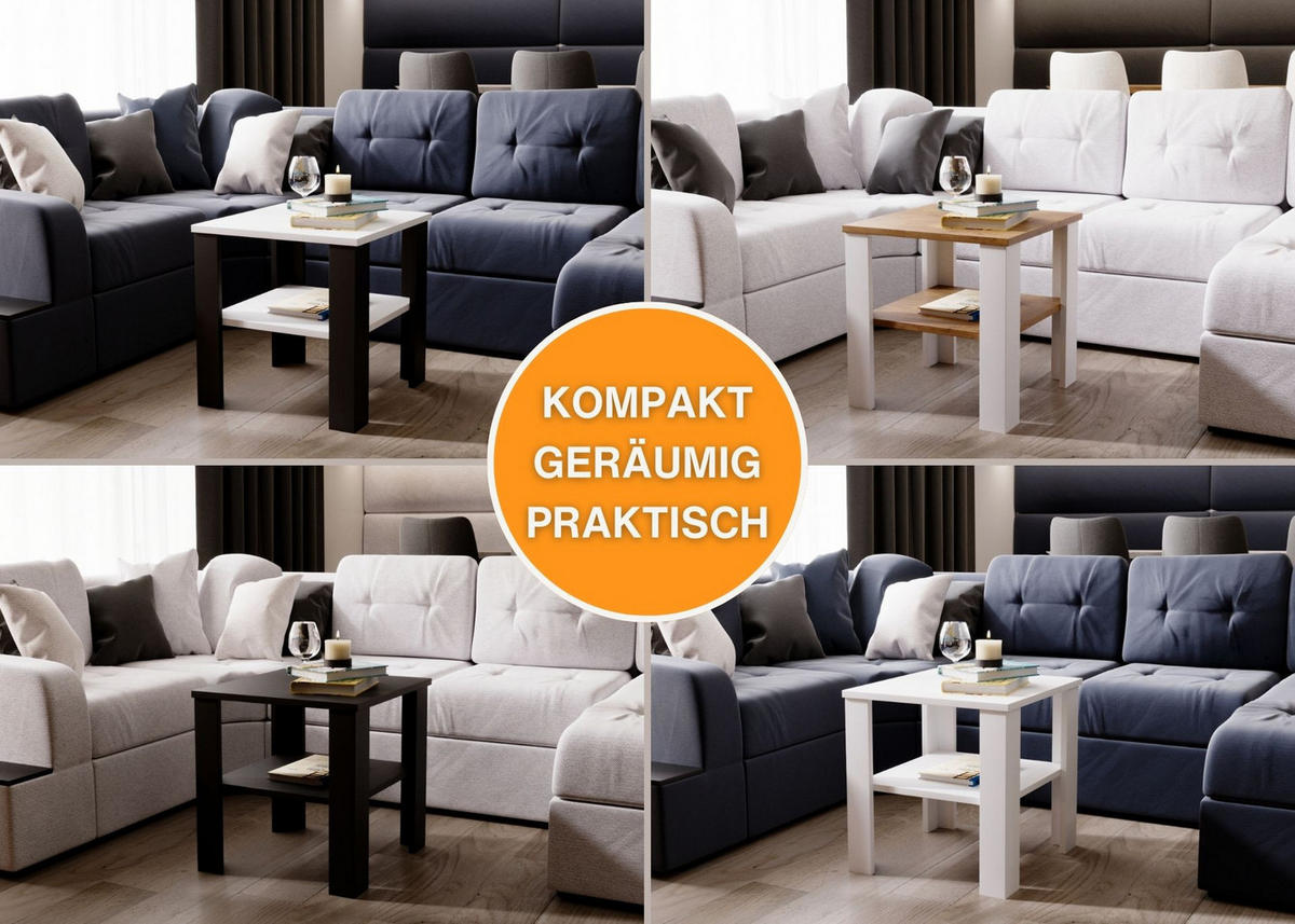 COUCHTISCH Lara53 53/47/53 - Schwarz/Weiß, Holzwerkstoff (53/53/47cm) - RAUMHIRSCH FURNITURE