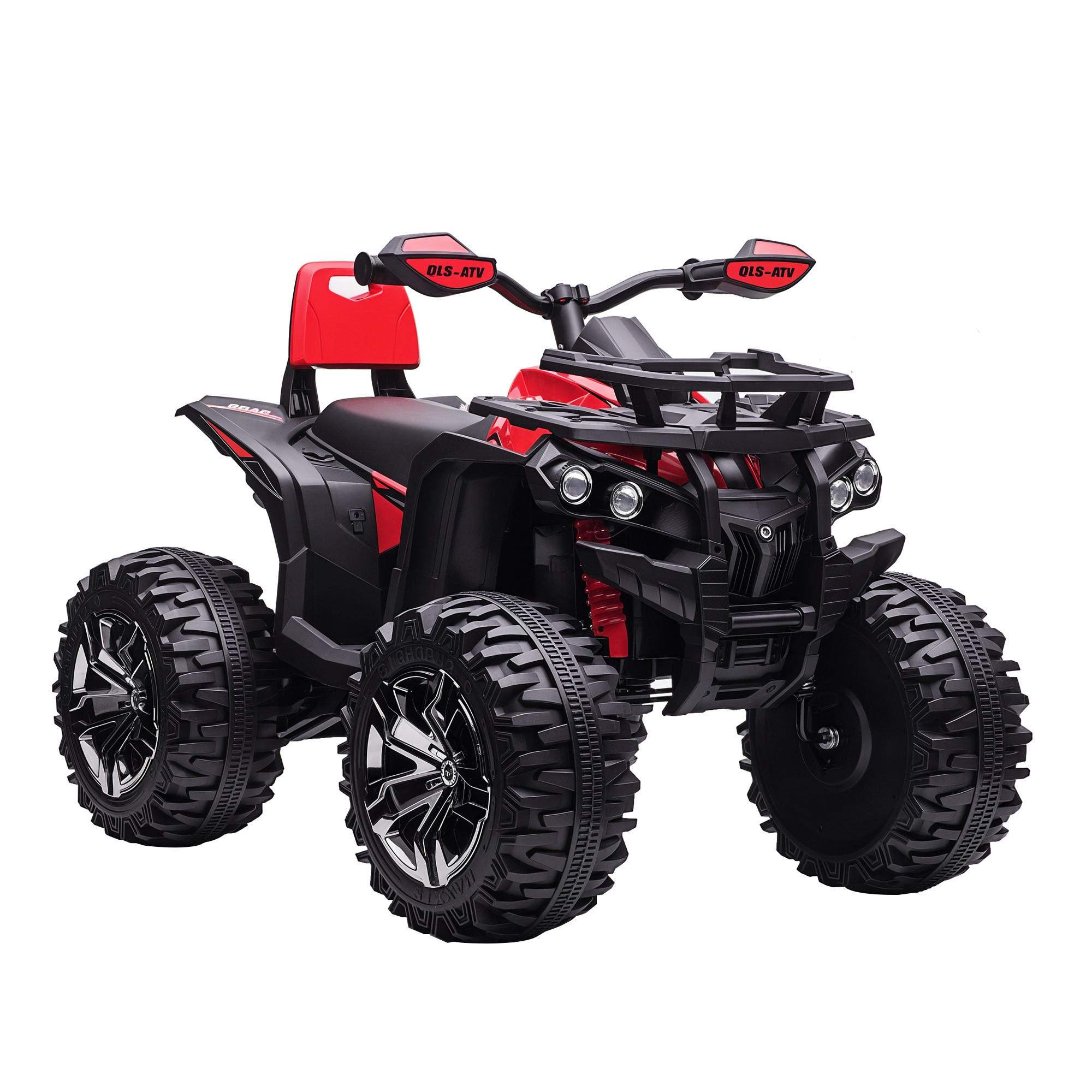 ELEKTRO-KINDERQUAD DE-06124 LED-Scheinwerfer und USB 3-8 km/h Schwarz - Rot, Kunststoff/Metall (100/65/73cm) - ComfortXL