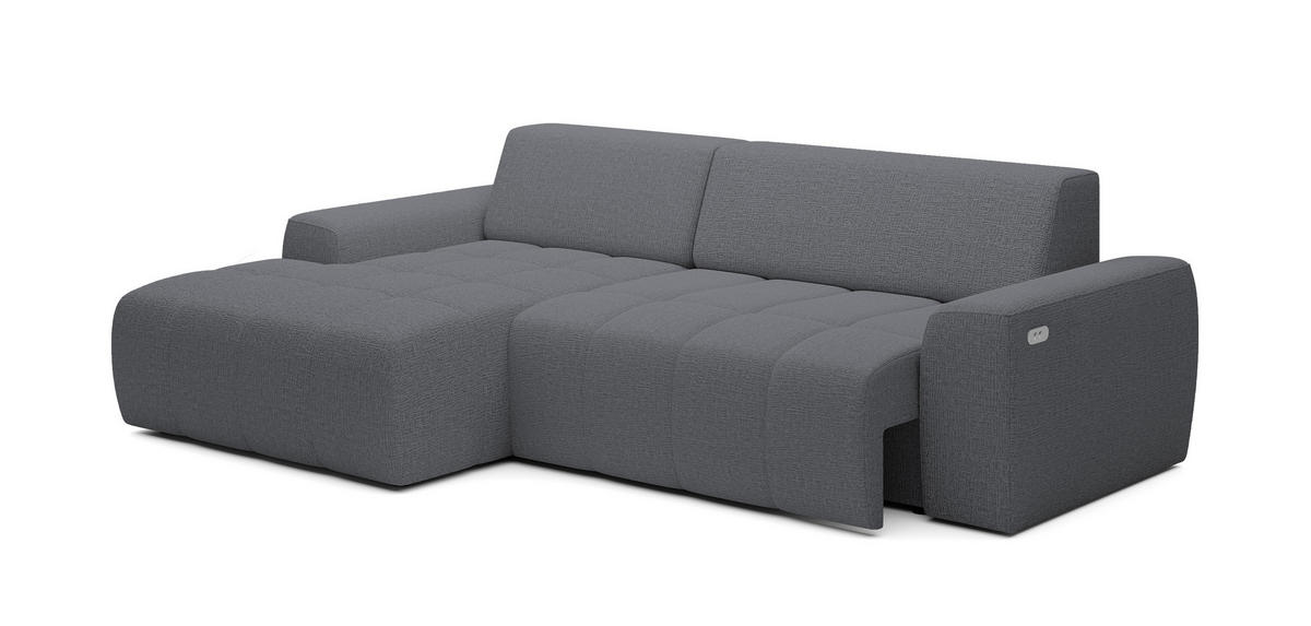 ECKSOFA Savio Freistehend, Mit Abriebfestem Kansas-Stoff, Maße 265x172x81cm, Ausziehbare Sitzfläche 206x92cm, Linke, Grau - Grau, Holz/Textil (172/265cm) - DomoHome