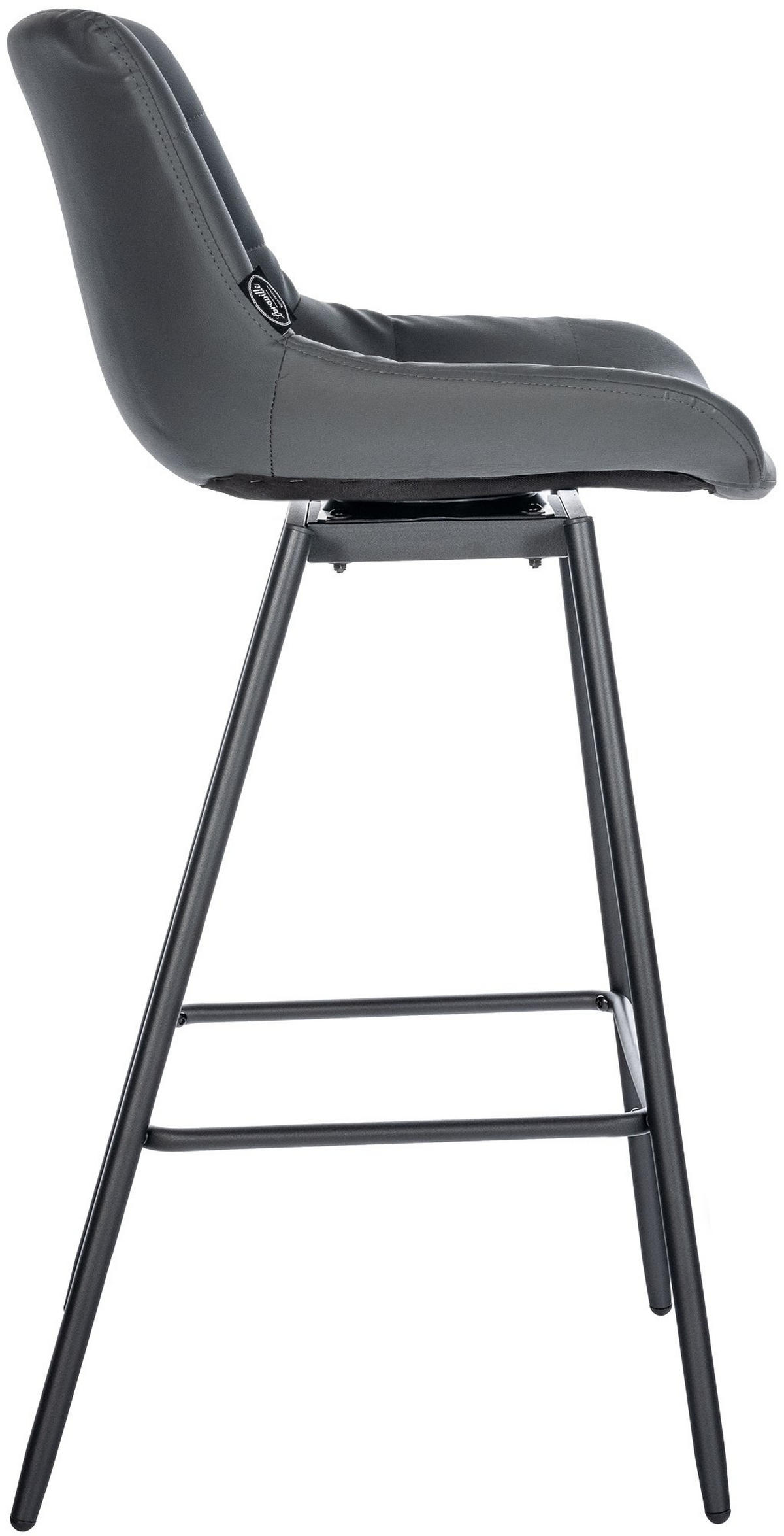 BARHOCKER Lederlook grau - Schwarz/Grau, Textil/Metall (49/105/56cm) - CLP