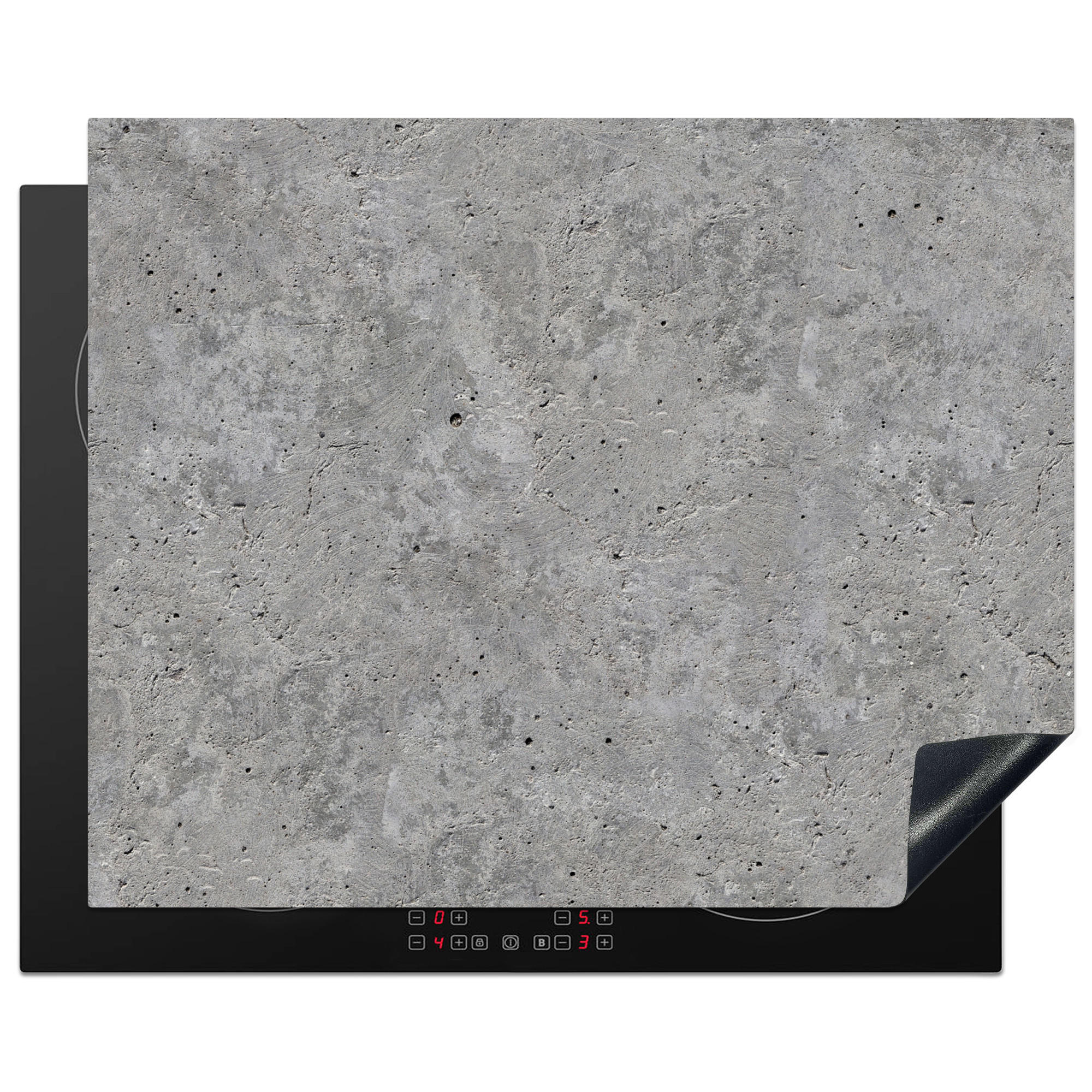 ZAŠČITA ZA INDUKCIJSKO PLOŠČO Beton 65x52 cm cm - svetlo siva, umetna masa (65/52/0.2cm) - MuchoWow