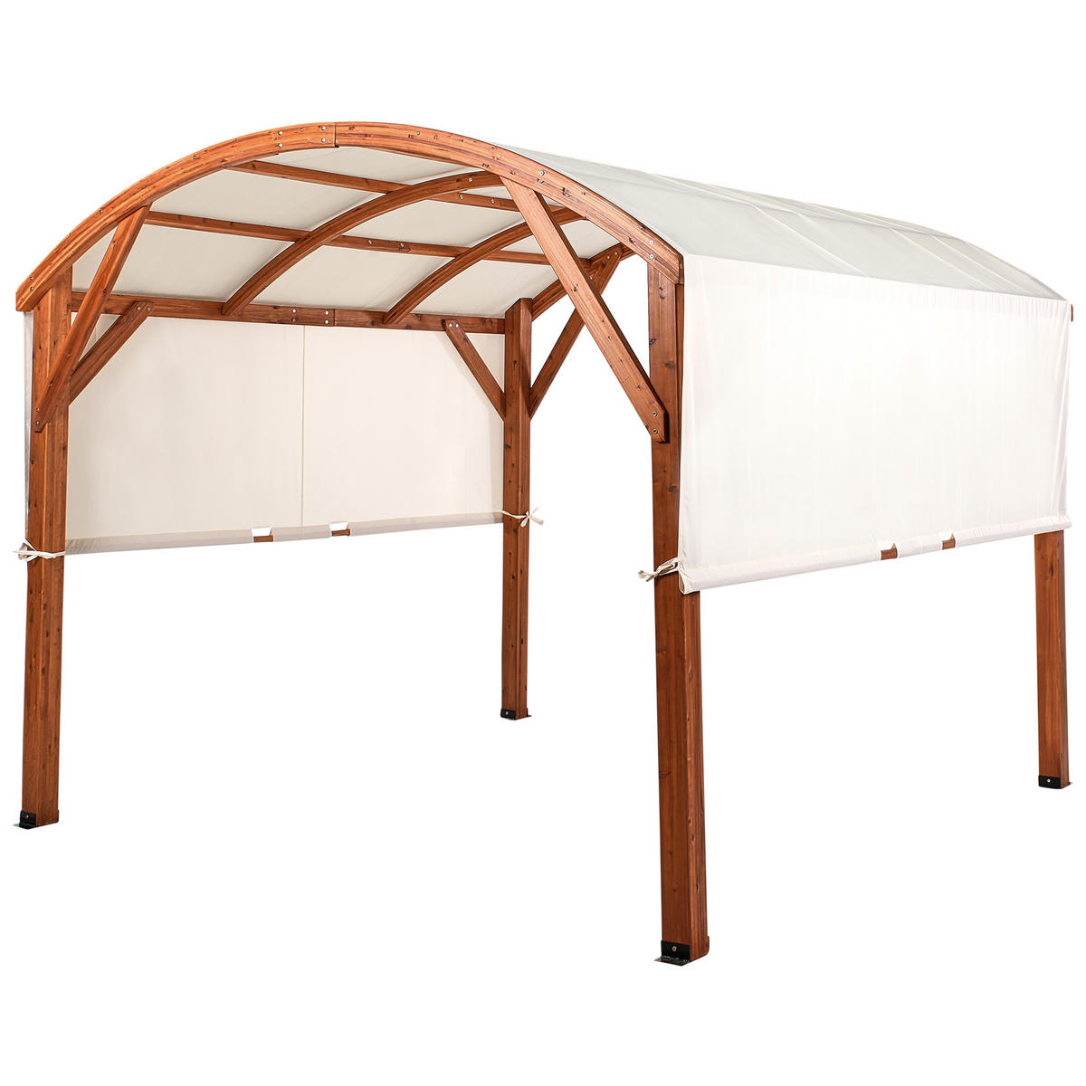 ZAHRADNÍ PAVILON Jedlové dřevo 303/300 cm Hnědý/Béžový Scopello - bílá/krémová, dřevo (303/257/300cm) - Beliani