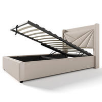 POLSTERBETT aus Baumwoll-Leinen 96x208x107 cm in Beige mit Matratze & USB/Typ-C - Beige, Textil (90/200cm) - Modfu