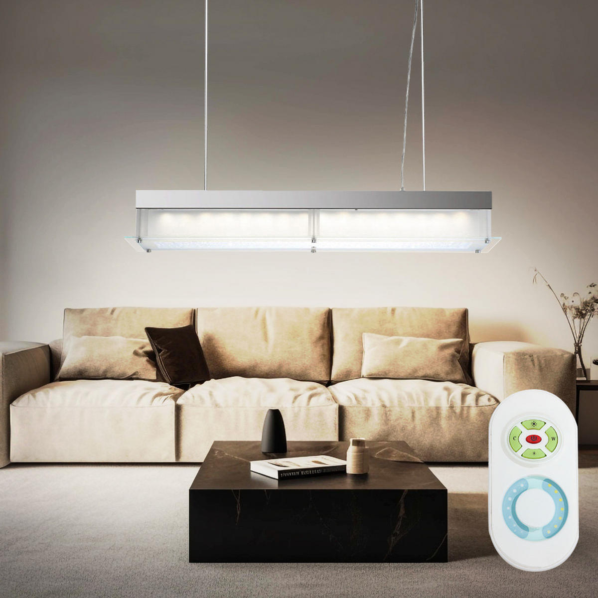 LED HÄNGELEUCHTE Chrom Silber SOKRATES - Silberfarben, Glas (80/20/93cm) - Globo Lighting