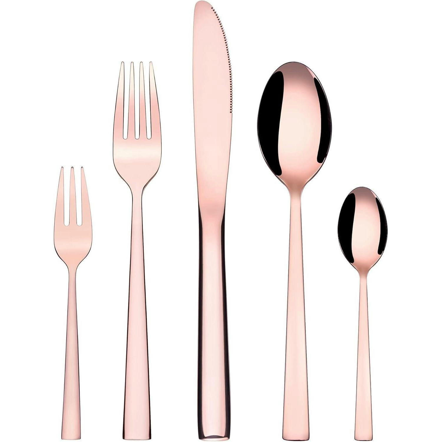 BESTECKSET 30-teiliges Set Rosegold Edelstahl 18/10 - Goldfarben, Metall
