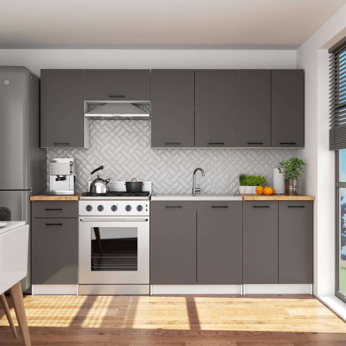 UNTERSCHRANK Weiß, Graphit Grau 85/40/46 - Dunkelgrau/Weiß, Holzwerkstoff (40/85/46cm) - RAUMHIRSCH FURNITURE