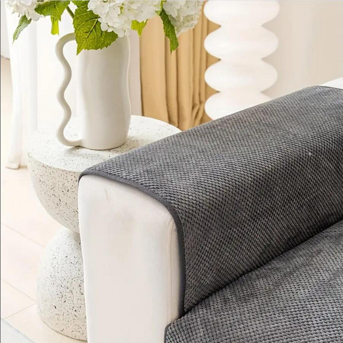 SOFADECKE Kordsamt Rutschfeste 1 Stück - Dunkelgrau, Textil (70/150cm) - Kaket