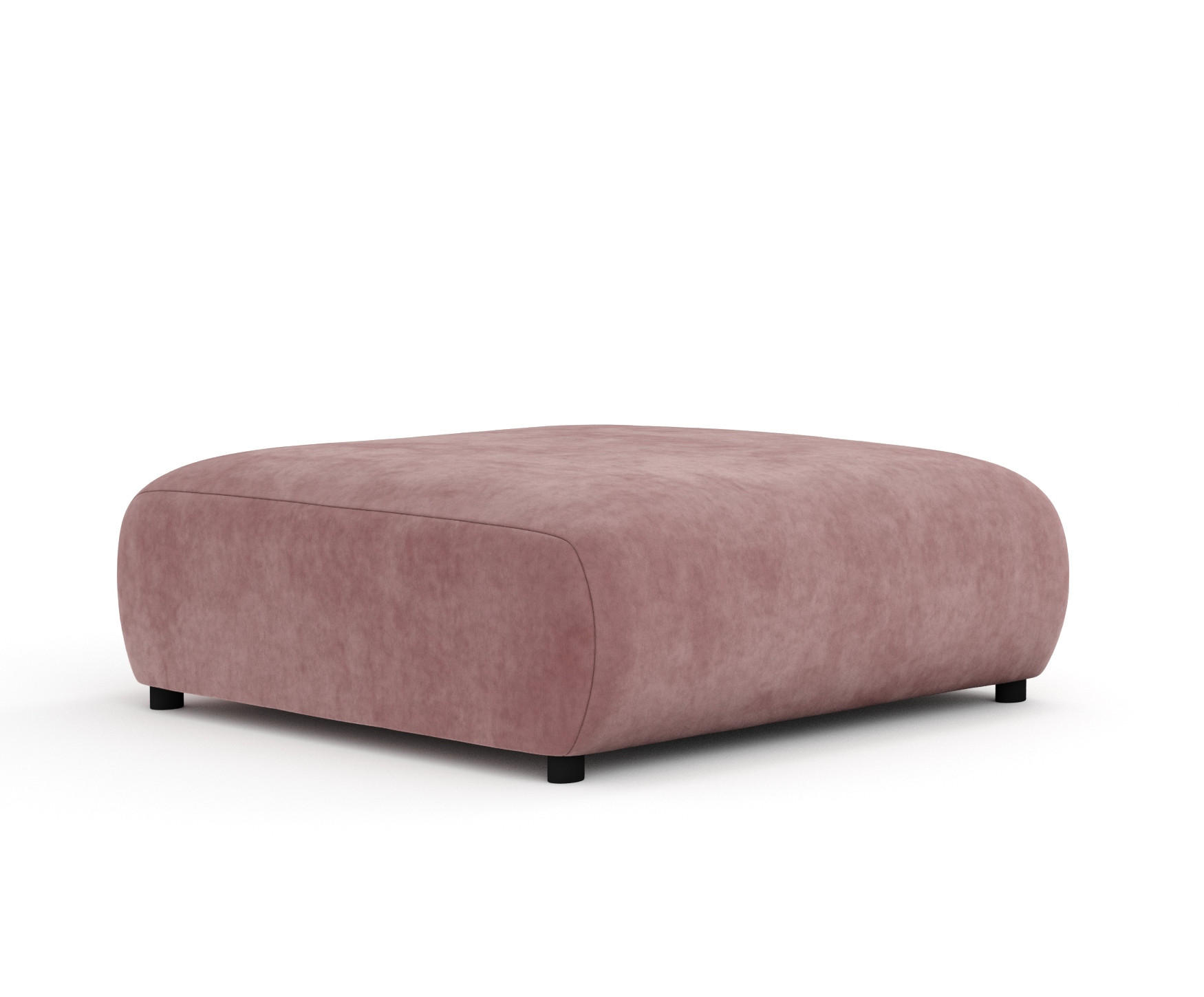 POUF L Zanzibar Rosa Samtstoff - Schwarz/Rosa, Holz/Holzwerkstoff (110/37/110cm) - Maison de Reve