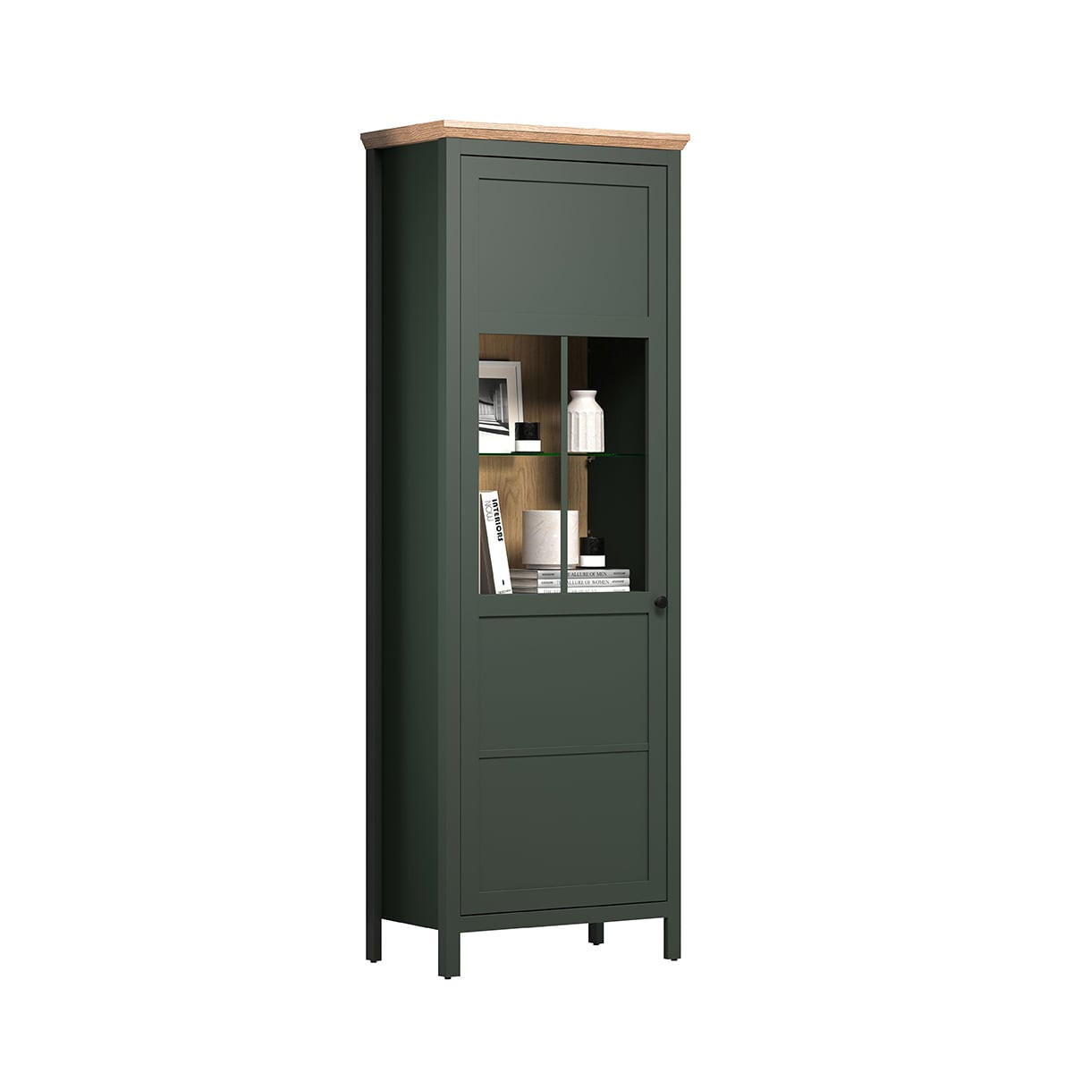 VITRINE Stanton Grün - Grün, Holzwerkstoff (69/69/198cm) - Trendteam