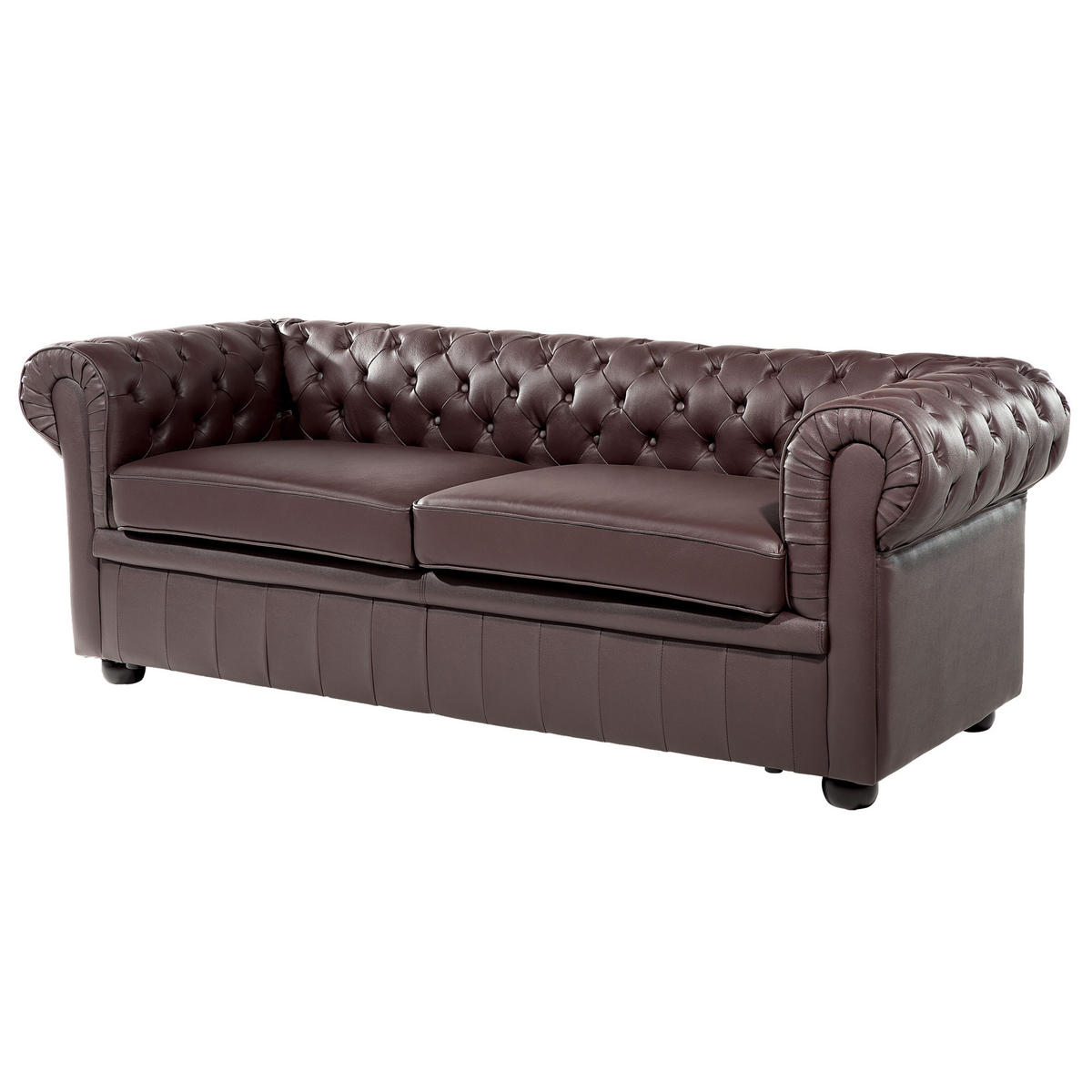 SOFA-SET 4-sitzer Leder Braun Chesterfield - Braun, Leder (195/70/90cm) - Beliani