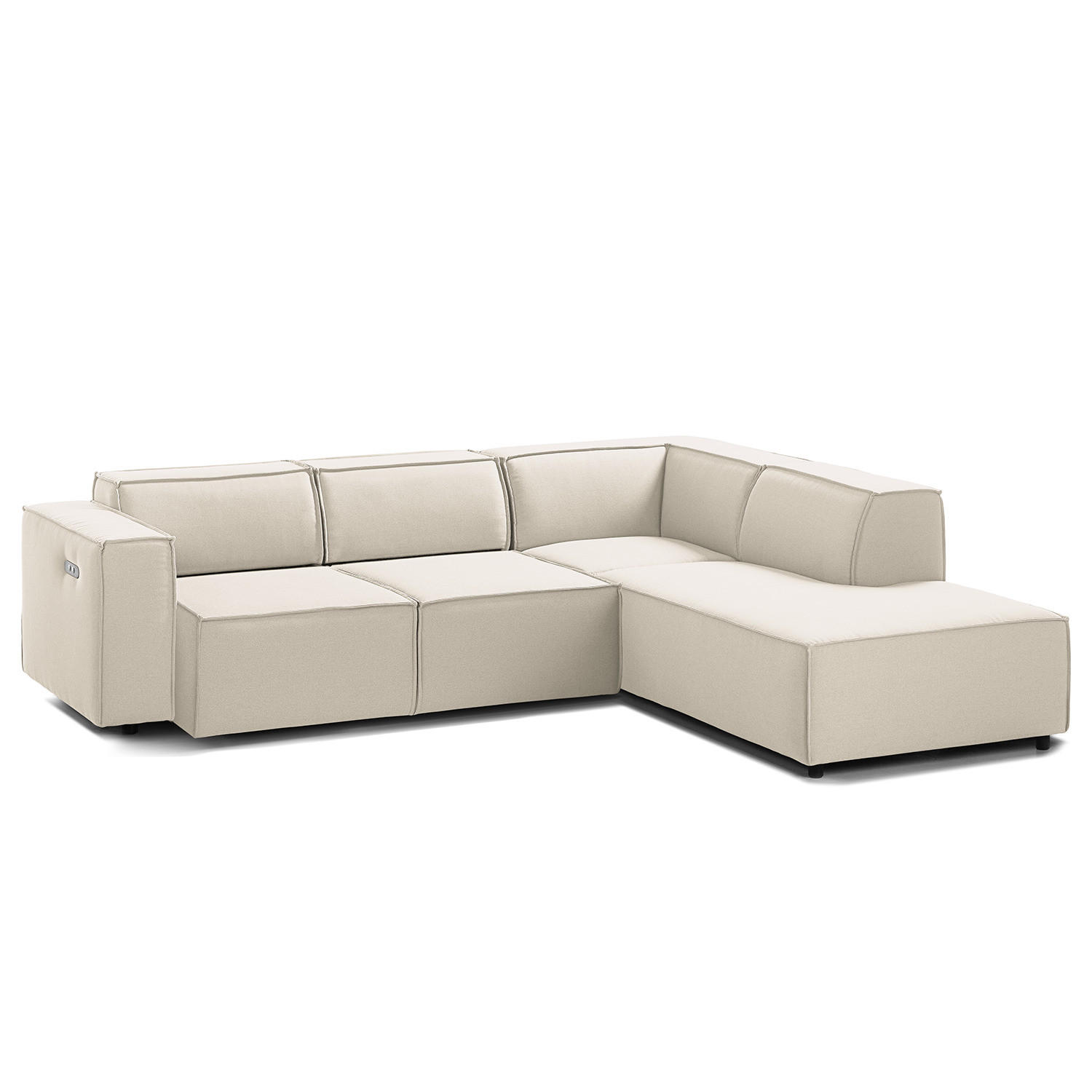 ECKSOFA mit Ottomane - Schwarz/Weiß, Kunststoff/Textil (260/234cm) - home24