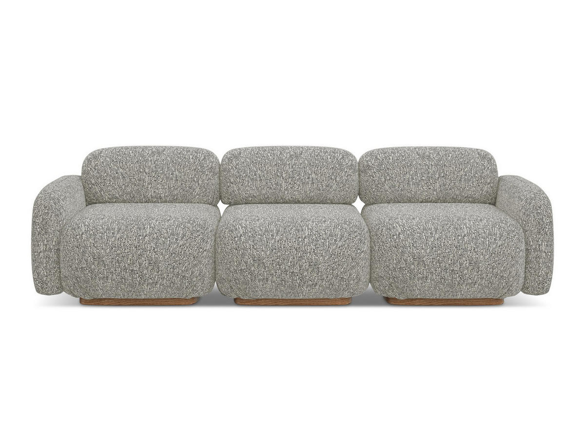 4-SITZER-SOFA Strukturstoff Stoff Beige - Beige/Braun, Holz/Textil (270/73/95cm) - Makamii
