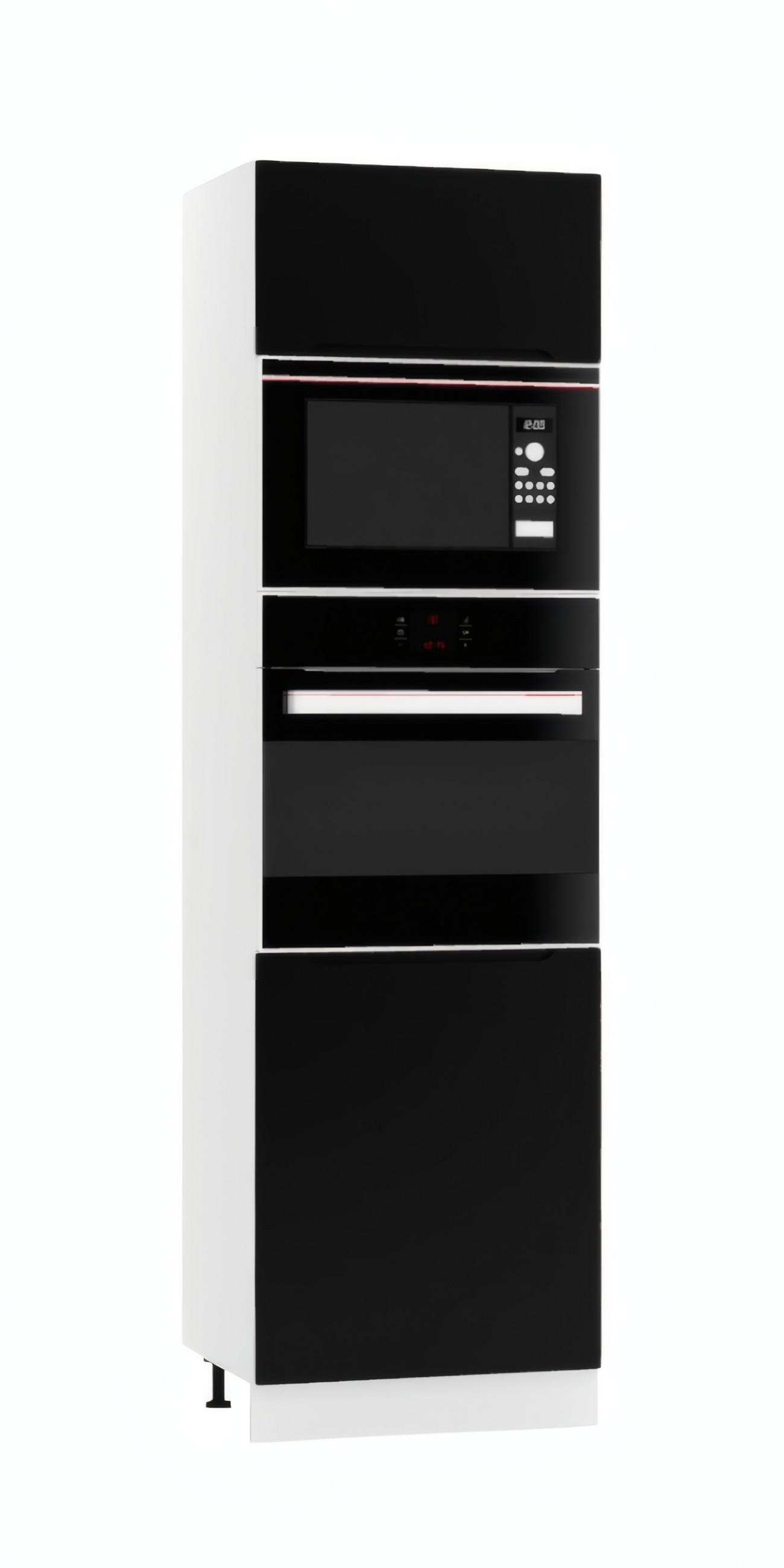 MIKROWELLENUMBAUSCHRANK D60PK MVP/L - Zivora - Stilvolles Küchenelement - Schwarz, Holz (60/213.3/56cm) - ROYAL24_MARKT