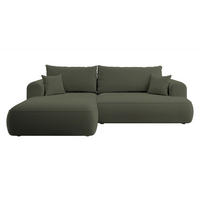 ECKSOFA Ovo Olivgrün Velours - Schwarz/Olivgrün, Kunststoff/Textil (260/165cm) - Selsey