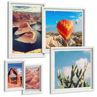 BILDER SET 5er Set - 50x50 cm & 20x30 cm & 40x60 cm Weißer Rahmen - Berge, Seen, Wälder, Wege - Weiß, Kunststoff (40/60cm) - TULUP