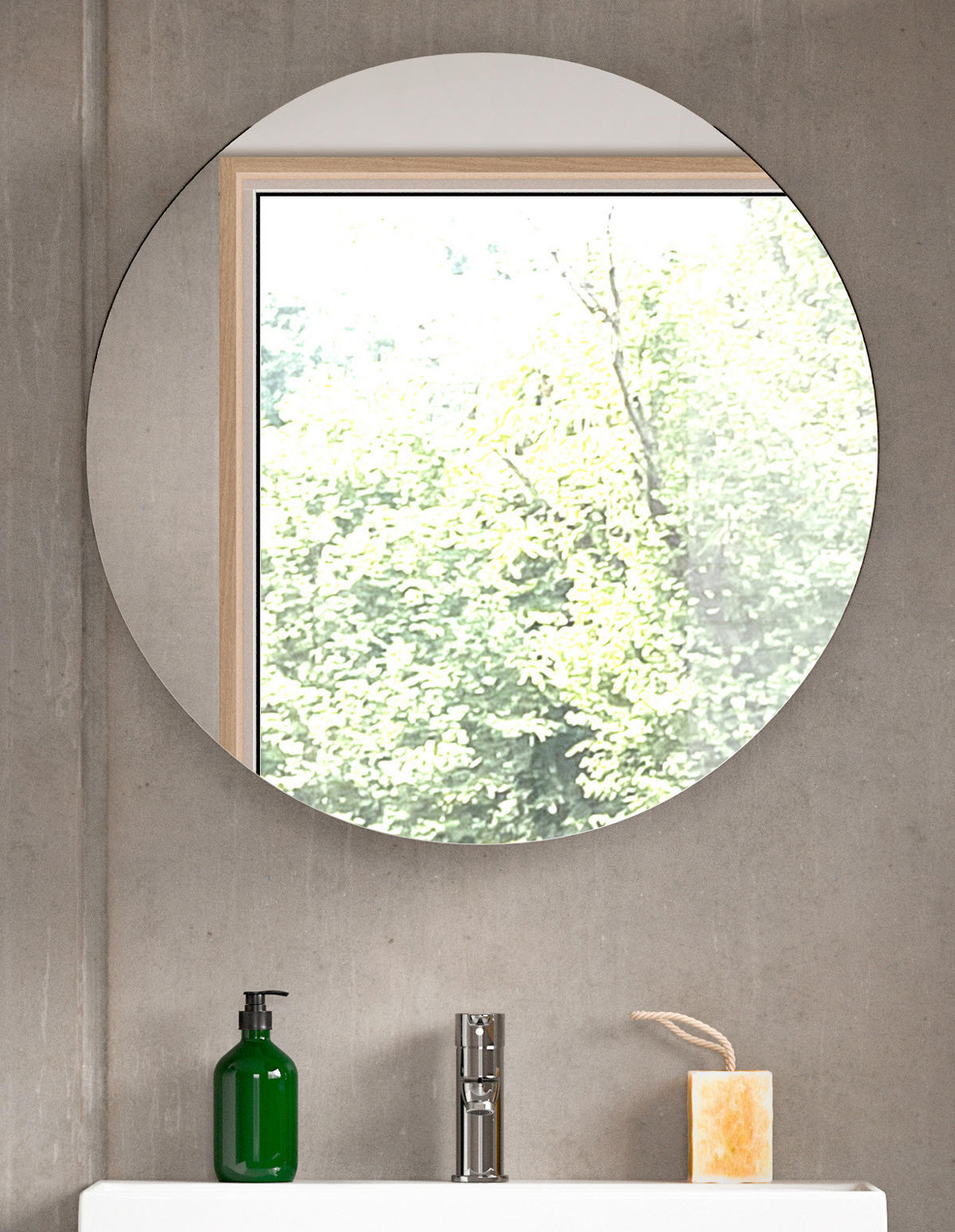 SPIEGELSCHRANK weiß 70 cm, Badschrank rund mit Soft-Close - Weiß, Glas/Holzwerkstoff (70/70/18cm) - Inn.Furn