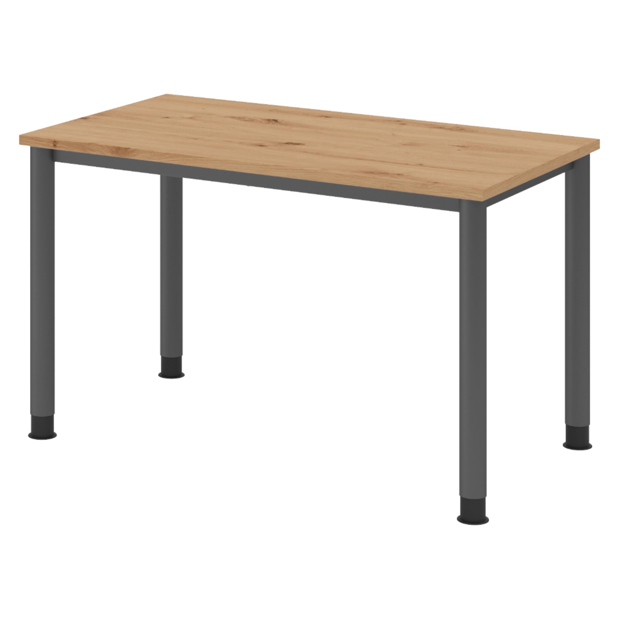SCHREIBTISCH Serie-H (Mini) 67,2/120/74 cm in Wildeiche/Graphitfarben - Wildeiche/Graphitfarben, Holzwerkstoff (67.2/120/74cm) - bümö