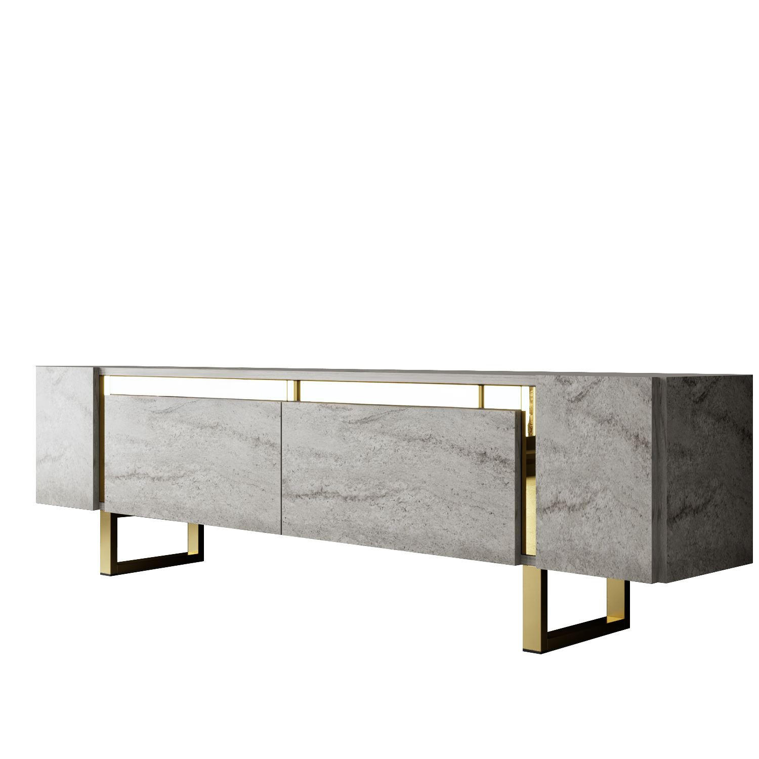 TV-MÖBEL Yildiz Travertin-Gold - Beige/Goldfarben, Holz (180/50/30cm) - Habitat Garten