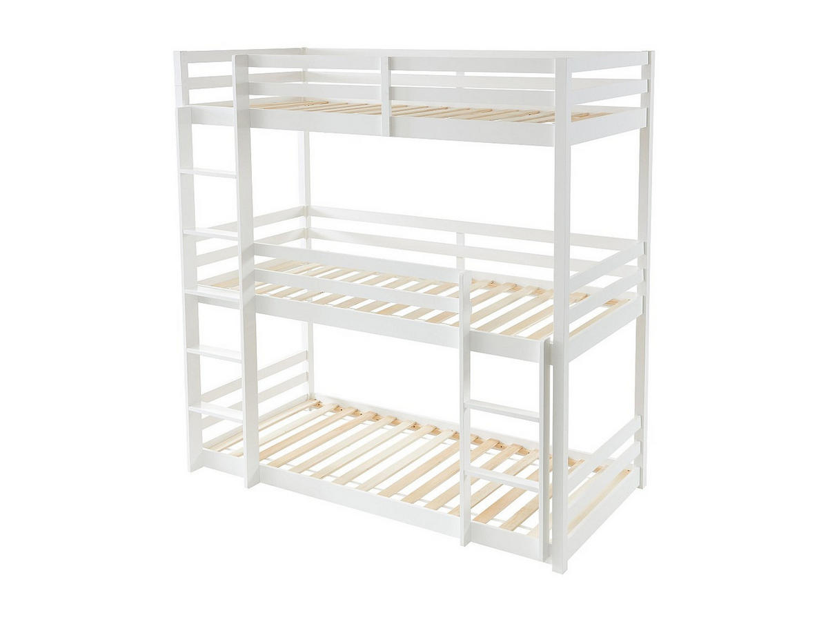 ETAGENBETT 3 Personen - Kiefernholz - 3 x 90 x 200 cm - Weiß - VAGAR - Weiß, Holz (101/208cm) - Vente-Unique