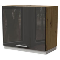 WRASENSCHRANK Essen W8/60 Graphit Hochglanz / Eiche Artisan Matt 60 / 32,5 / 50cm - Graphitfarben/Eiche Artisan, Holz/Holzwerkstoff (60/50/32.5cm) - Feldmann-Wohnen